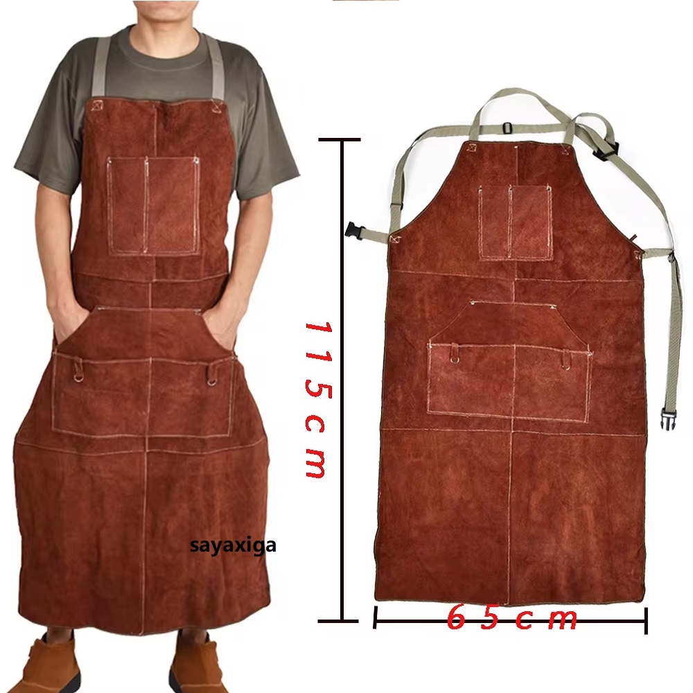 Cowhide ชุดเชื่อมผ้ากันเปื้อนล - Woodworking Apron บทวิจารณ์และราคา