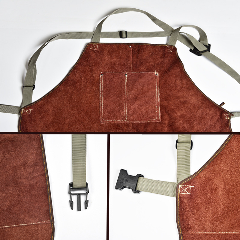 Cowhide ชุดเชื่อมผ้ากันเปื้อนล - Woodworking Apron บทวิจารณ์และราคา