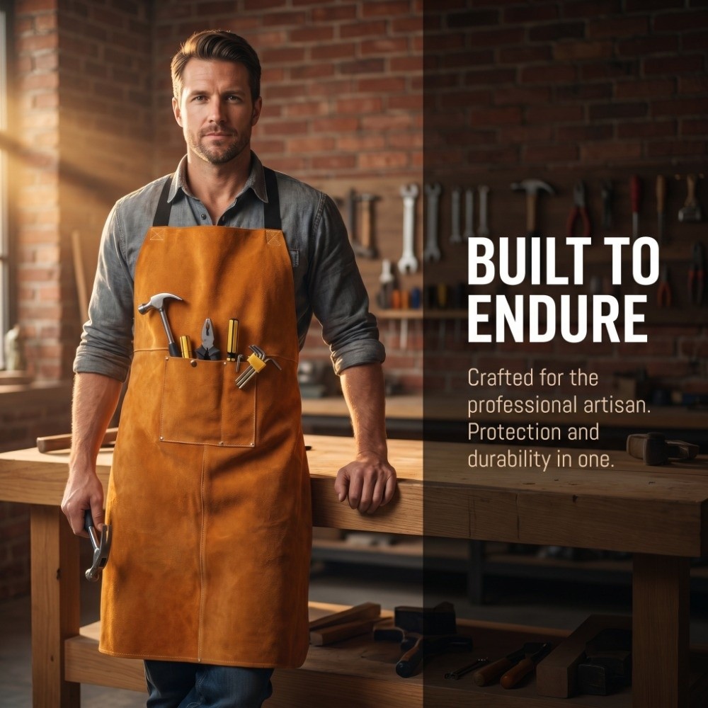 ผ้ากันเปื้อนหนังวัวหนาสีส้มสำห - Woodworking Apron บทวิจารณ์และราคา