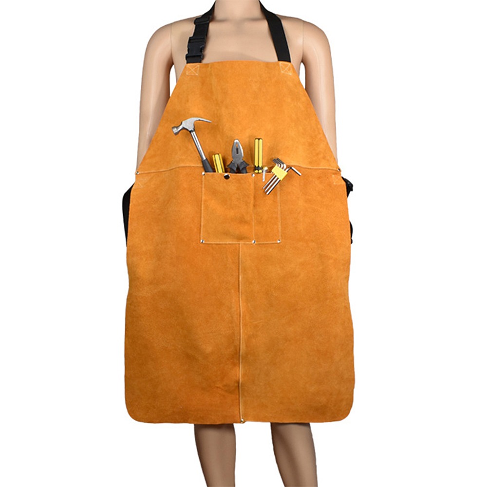ผ้ากันเปื้อนหนังวัวหนาสีส้มสำห - Woodworking Apron บทวิจารณ์และราคา